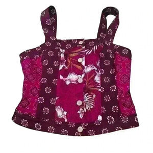 White House Black Market Burgundy Floral Top
